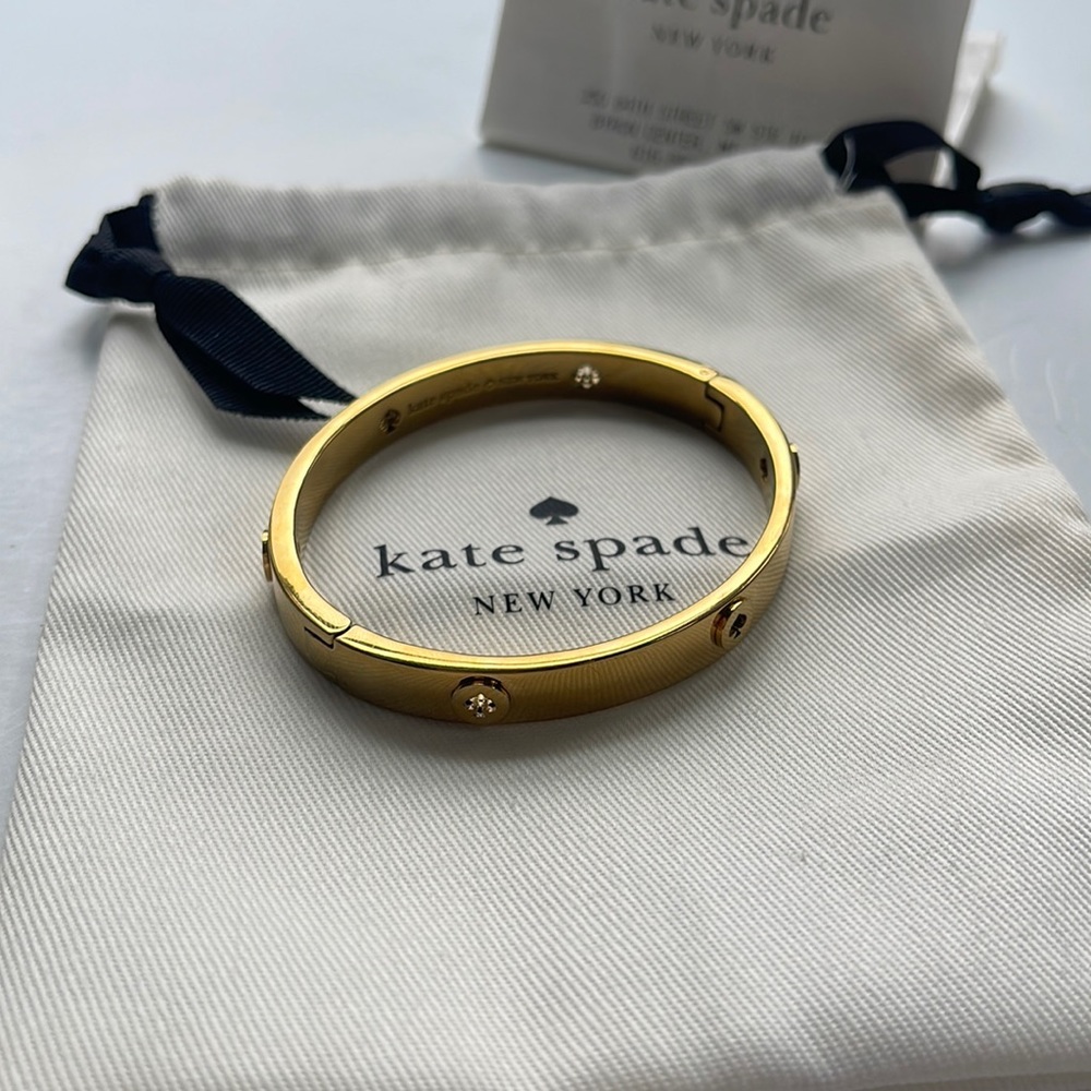 KATE SPADE Studded Gold Hinged Bangle Bracelet